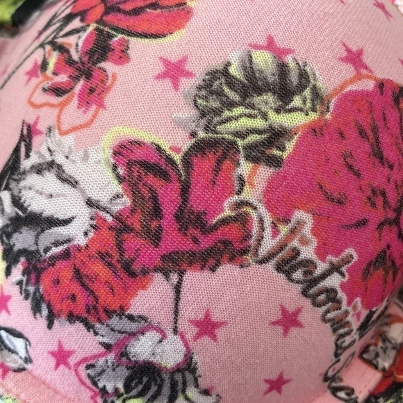 Victoria’s Secret 34D bra t-shirt push up full coverage roses floral pink - Picture 6 of 6